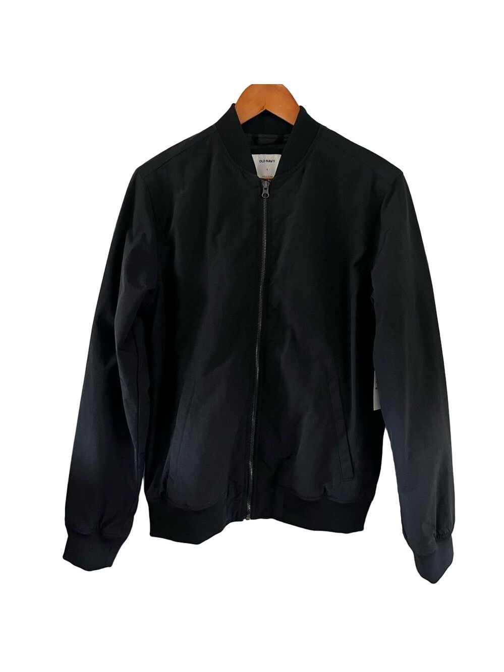 Old Navy Men's Classic Black Bomber Jacket Water and Wind Resistant Men’s Size S